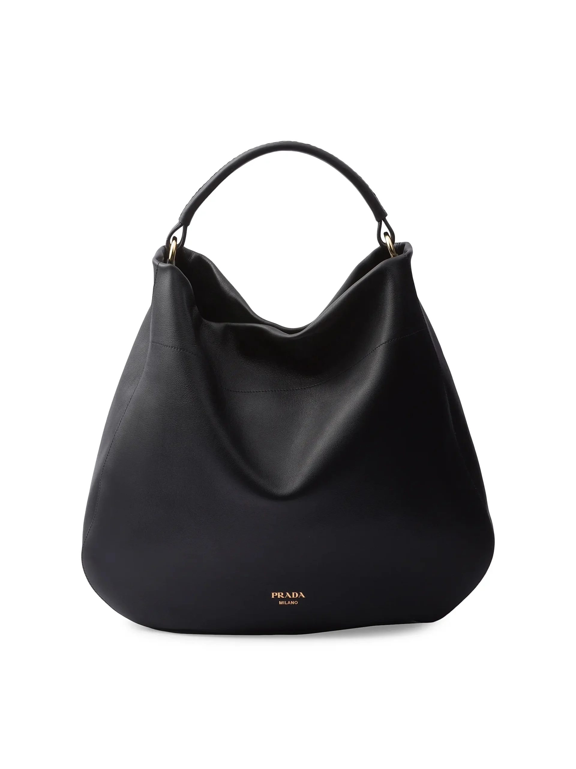 0400020907450_BLACK Prada Large Leather Shoulder Bag – תמונה 1