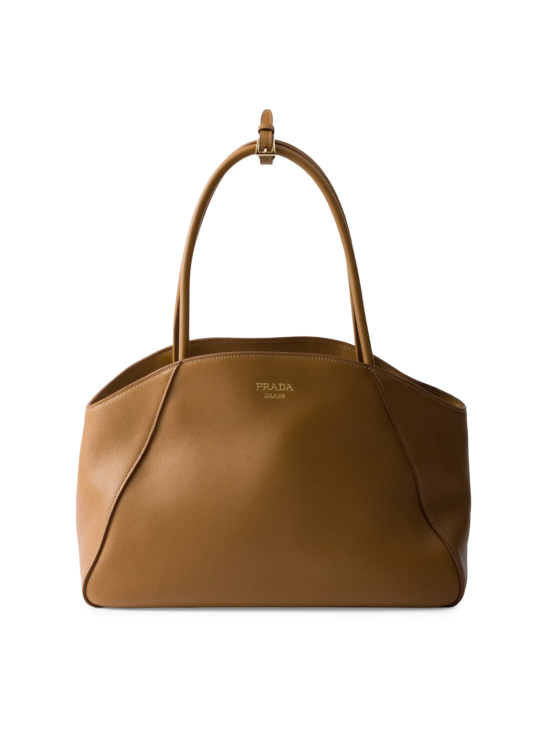 0400022531653_BROWN Prada Large Leather Tote Bag – תמונה 1