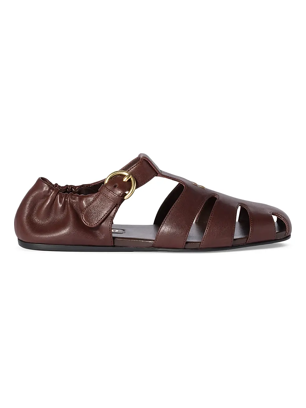 0400022953542_BROWN MIU MIU Ruches Fisherman Sandals – תמונה 1