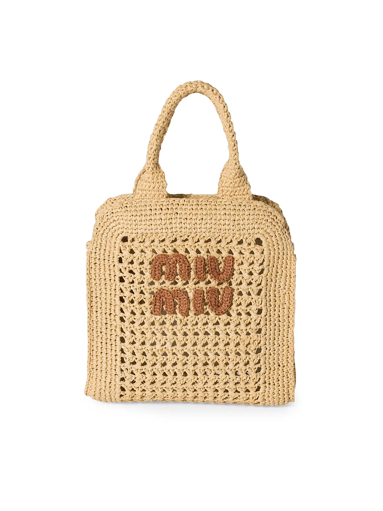 0400022978378_BEIGEKHAKI MIU MIU Raffia-Effect Woven – תמונה 1