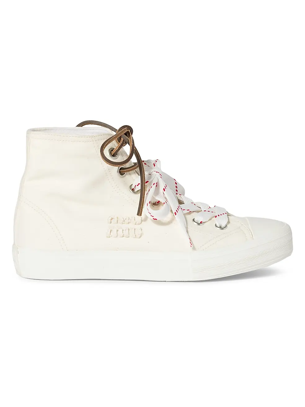 0400022978379_BEIGEKHAKI MIU MIU Washed Denim High-Top – תמונה 1