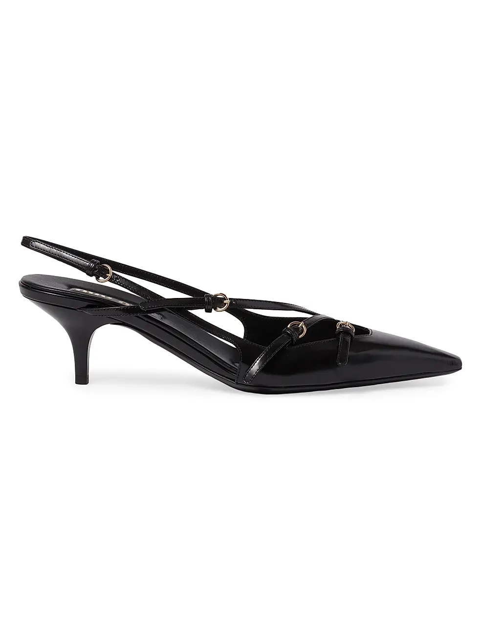 0400024211763_BLACK MIU MIU Brushed Slingbacks – תמונה 1