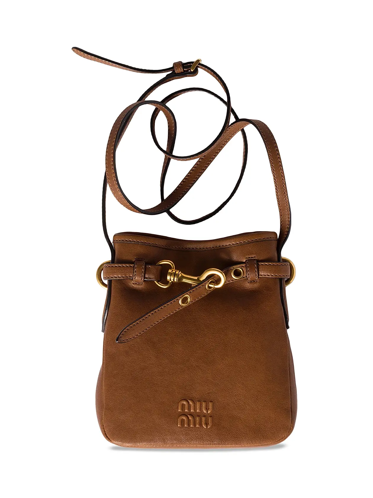 0400024531477_BROWN MIU MIU Nappa Leather Pouch – תמונה 1
