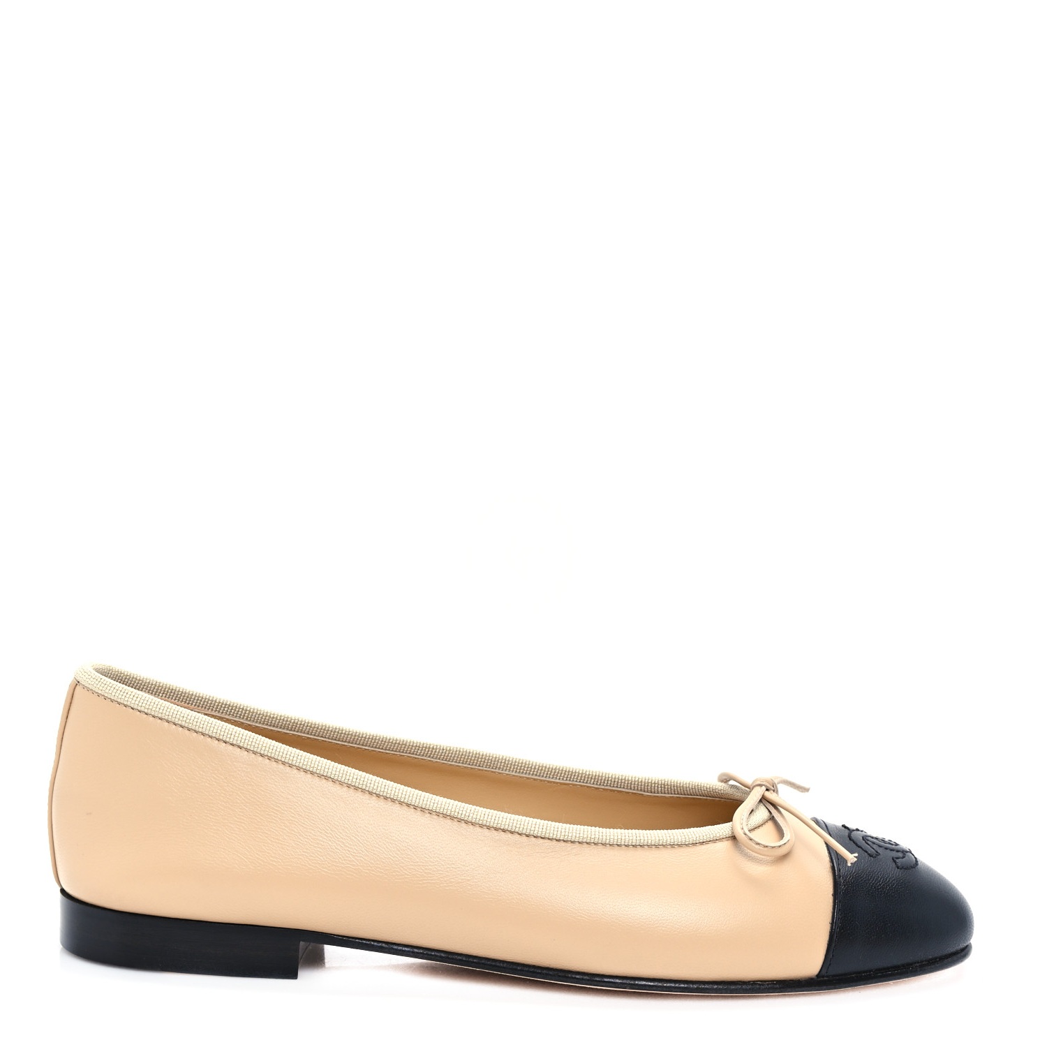 61aae4fab62ccb847e760f7ce6efcb5e Chanel Beige Black Ballet Flat – תמונה 1