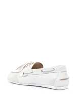 Miu Miu Distressed Leather Boat Shoes – White 3