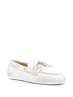 Miu Miu Distressed Leather Boat Shoes – White 2