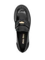 Miu Miu Coin-Embellished Block-Heel Loafers – Black 4