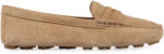 Miu Miu Logo-Embossed Suede Loafers – Ecru 3