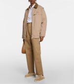 Miu Miu Shearling-Lined Suede Slippers – Beige 3