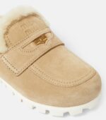 Miu Miu Shearling-Lined Suede Slippers – Beige 7