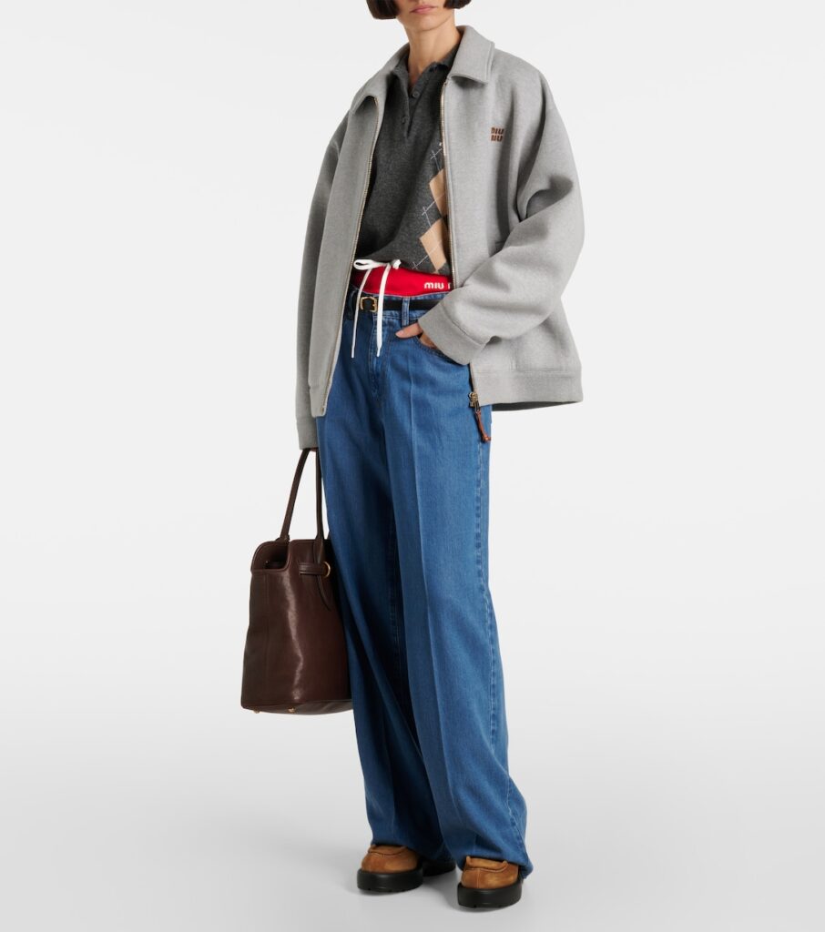 Miu Miu Chunky Shearling-Trimmed Leather Flats – Brown 2