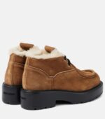 Miu Miu Chunky Shearling-Trimmed Leather Flats – Brown 3
