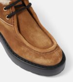 Miu Miu Chunky Shearling-Trimmed Leather Flats – Brown 5