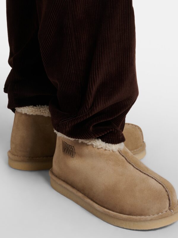 Miu Miu Shearling-Lined Suede Ankle Boots – Beige 2