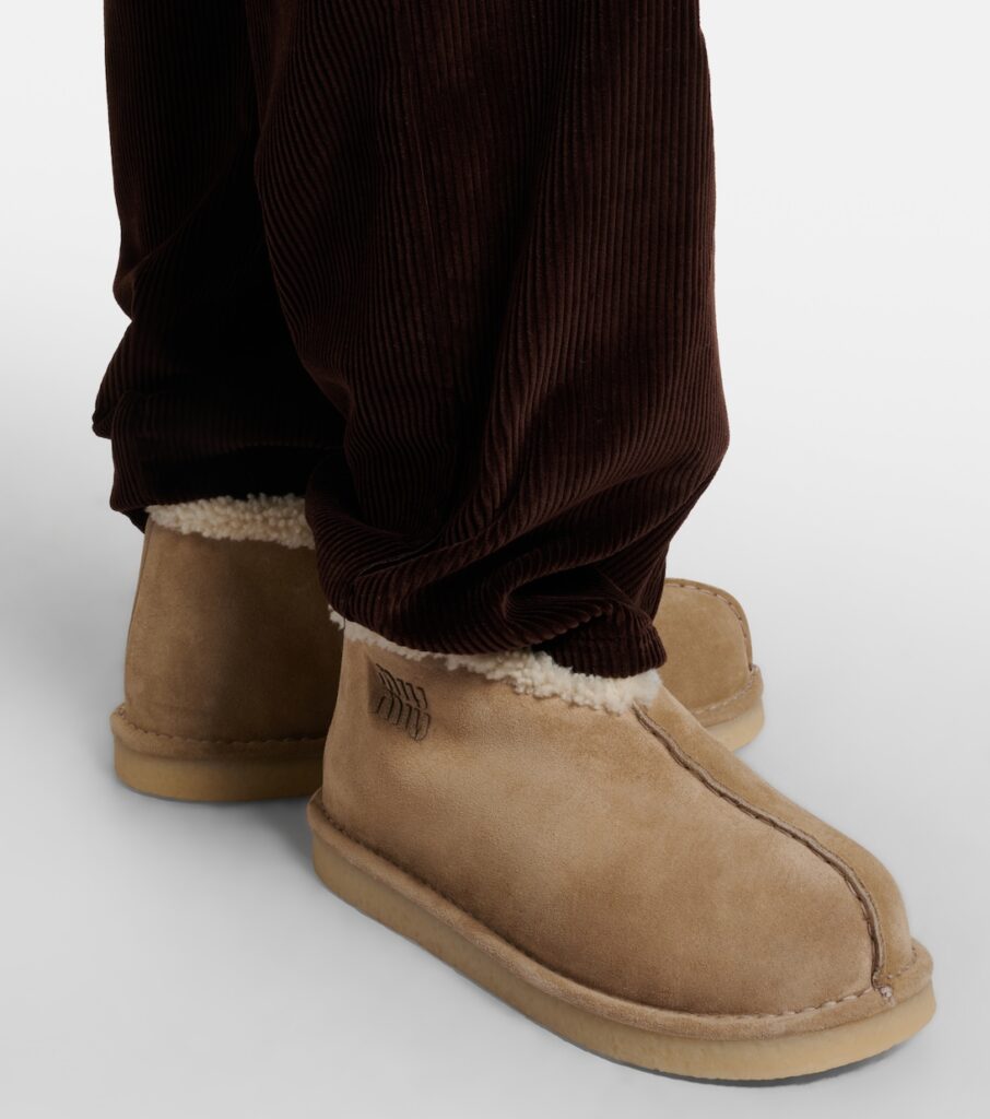Miu Miu Shearling-Lined Suede Ankle Boots – Beige 2