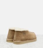 Miu Miu Shearling-Lined Suede Ankle Boots – Beige 4