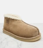 Miu Miu Shearling-Lined Suede Ankle Boots – Beige 7