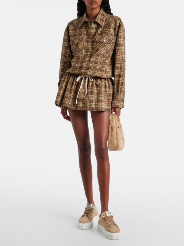 Miu Miu Shearling-Lined Suede Platform Sneakers – Brown 2