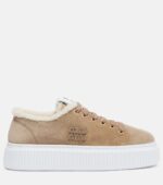 Miu Miu Shearling-Lined Suede Platform Sneakers – Brown 4