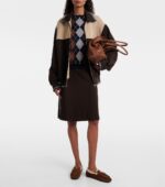 Miu Miu Ruches Shearling-Lined Suede Penny Loafers – Brown 4