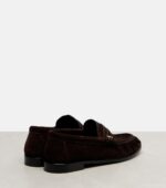 Saint Laurent Le Loafer Cassandre Suede Penny Loafers – Brown 3