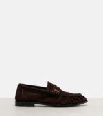 Saint Laurent Le Loafer Cassandre Suede Penny Loafers – Brown 4