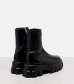 Prada Monolith Leather Ankle Boots – Black 3