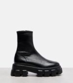 Prada Monolith Leather Ankle Boots – Black 4