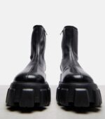 Prada Monolith Leather Ankle Boots – Black 5