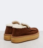 Prada Shearling-Lined Suede Loafers – Brown 3