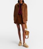 Prada Shearling-Lined Suede Mules – Beige 3