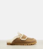 Prada Shearling-Lined Suede Mules – Beige 5