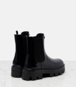 Prada Logo Leather Platform Chelsea Boots – Black 3