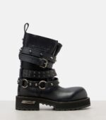 Balenciaga Venom City Leather Biker Boots – Black 5