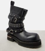 Balenciaga Venom City Leather Biker Boots – Black 7