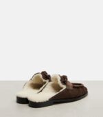 Bottega Veneta Astaire Shearling-Trimmed Suede Loafers – Brown 3