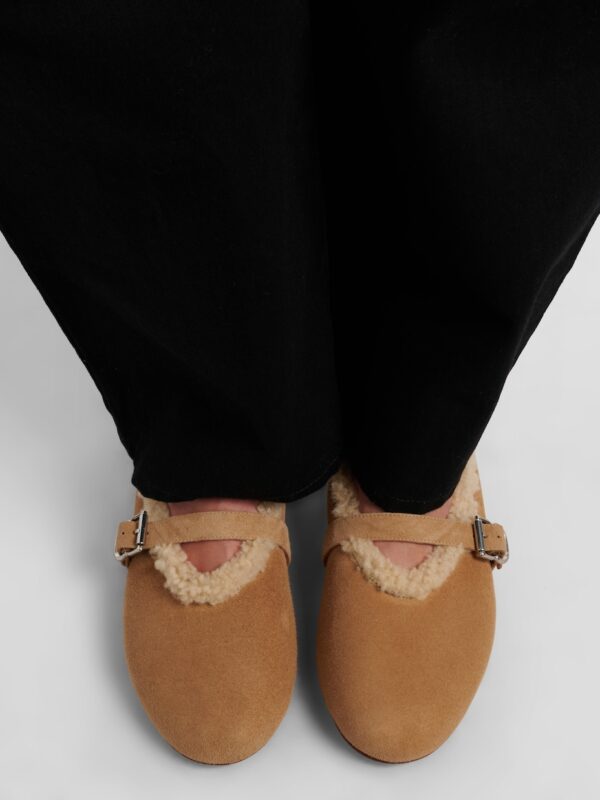 Alaïa Shearling-Lined Suede Ballet Flats – Beige 2