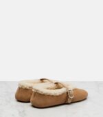 Alaïa Shearling-Lined Suede Ballet Flats – Beige 4