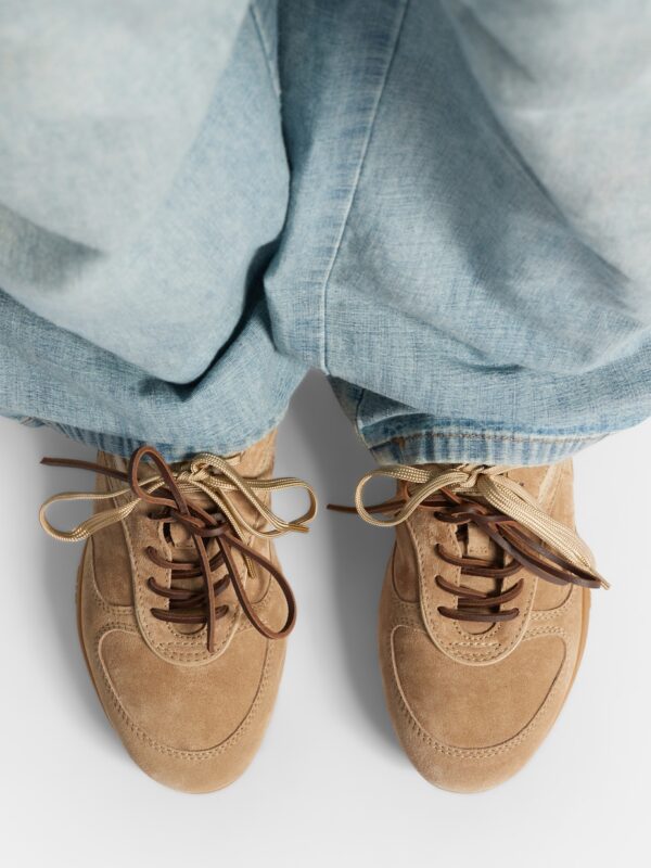 Miu Miu Gymnasium Suede and Shearling Sneakers – Beige 2