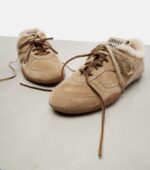 Miu Miu Gymnasium Suede and Shearling Sneakers – Beige 6