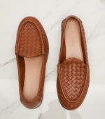 Bottega Veneta Silenzio Intrecciato Leather Loafers – Tan 6