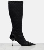 Gucci Savoy Horsebit GG Canvas Knee-High Boots – Black 5