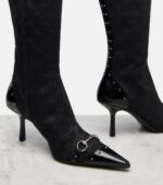 Gucci Savoy Horsebit GG Canvas Knee-High Boots – Black 6