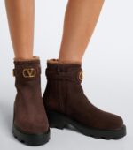 Valentino Garavani VLogo Suede Ankle Boots – Brown 3