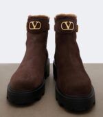 Valentino Garavani VLogo Suede Ankle Boots – Brown 7
