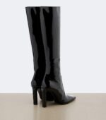 Saint Laurent Françoise Patent Leather Knee-High Boots – Black 4