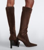 Saint Laurent Françoise Suede Knee-High Boots – Brown 3