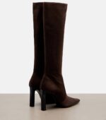 Saint Laurent Françoise Suede Knee-High Boots – Brown 4