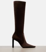 Saint Laurent Françoise Suede Knee-High Boots – Brown 5