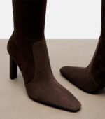 Saint Laurent Françoise Suede Knee-High Boots – Brown 7